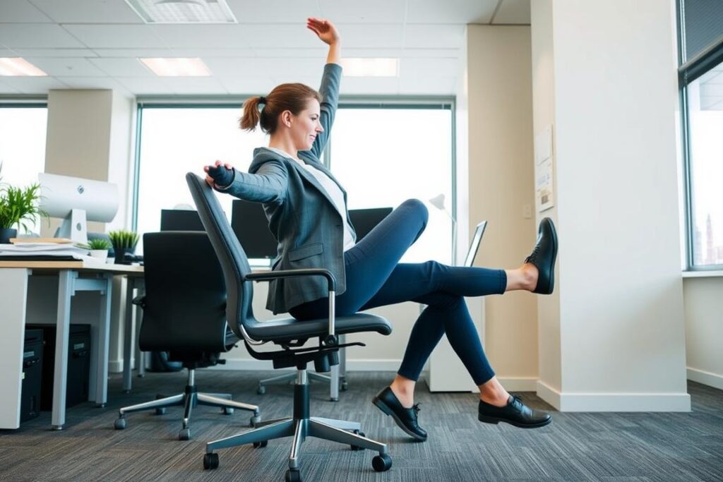 Seseorang melakukan latihan bodyweight di ruang kantor sebagai bagian dari strategi latihan terstruktur Seseorang melakukan latihan bodyweight di ruang kantor sebagai bagian dari strategi latihan terstruktur