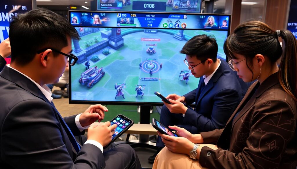 Gambar game Mobile Legends dengan pemain yang sedang bermain Gambar game Mobile Legends dengan pemain yang sedang bermain